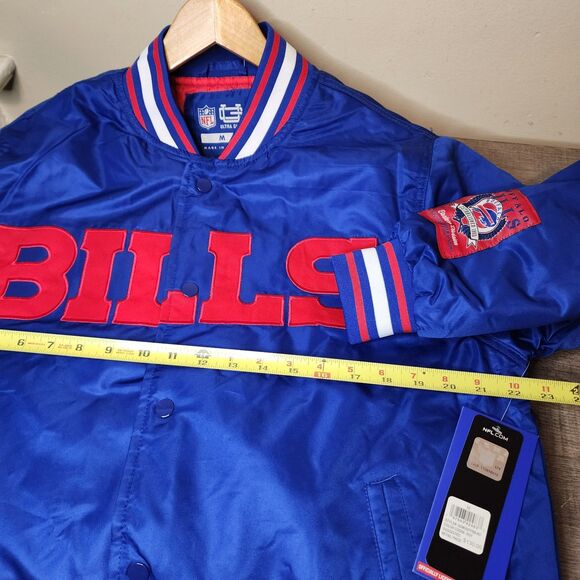 Buffalo Bills Jacket Varsity Satin Bomber Button Mens Medium NFL Team Apparel - Picture 9 of 10